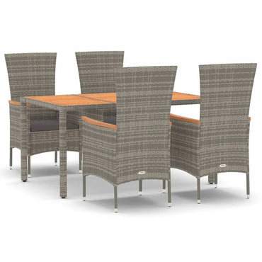 vidaXL Salon de jardin 5 pcs avec coussins Résine tressée Gris