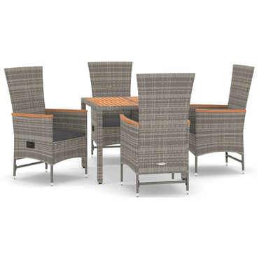 vidaXL Salon de jardin 5 pcs avec coussins Résine tressée Gris