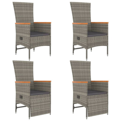vidaXL 5-tlg. Garten-Essgruppe mit Kissen Grau Poly Rattan