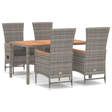 vidaXL Salon de jardin 5 pcs avec coussins Résine tressée Gris
