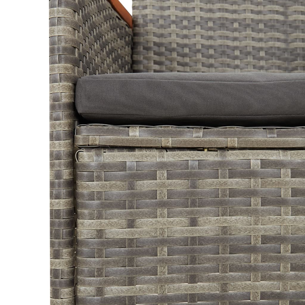 vidaXL 5-tlg. Garten-Essgruppe mit Kissen Grau Poly Rattan