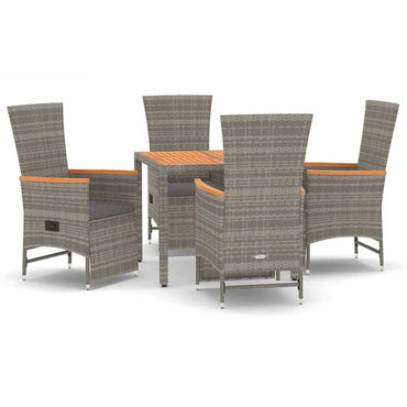 vidaXL Salon de jardin 5 pcs avec coussins Résine tressée Gris