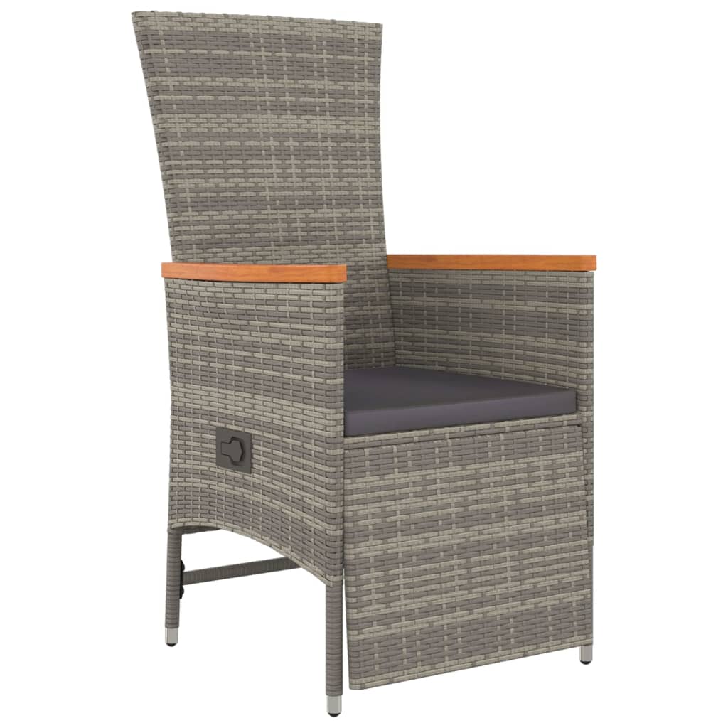 vidaXL 5-tlg. Garten-Essgruppe mit Kissen Grau Poly Rattan