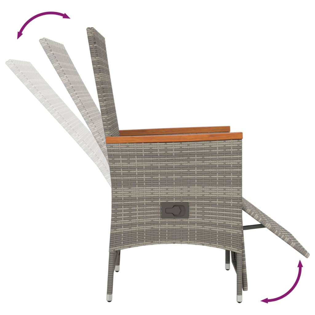 vidaXL 5-tlg. Garten-Essgruppe mit Kissen Grau Poly Rattan