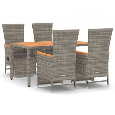 vidaXL Salon de jardin 5 pcs avec coussins Résine tressée Gris