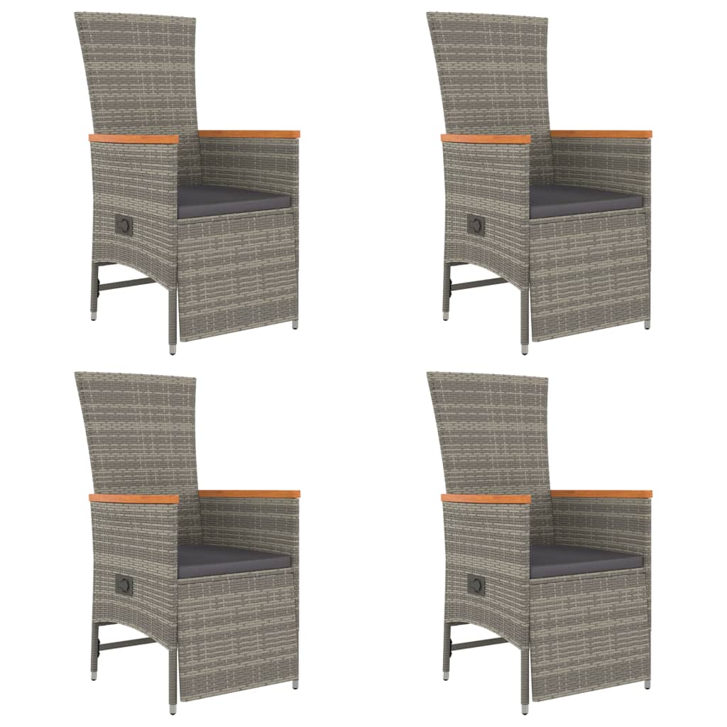 vidaXL 5-tlg. Garten-Essgruppe mit Kissen Grau Poly Rattan