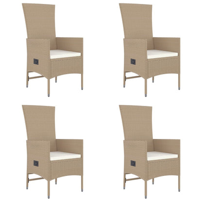 vidaXL Ensemble repas de jardin 5 pcs avec coussins Résine tressée Beige