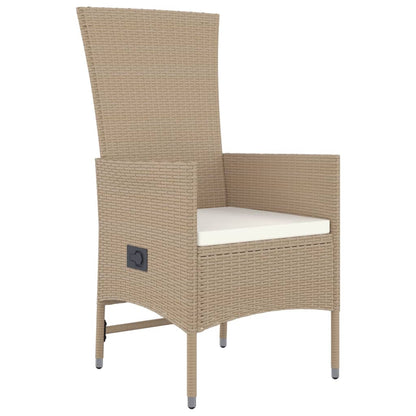 vidaXL Ensemble repas de jardin 5 pcs avec coussins Résine tressée Beige