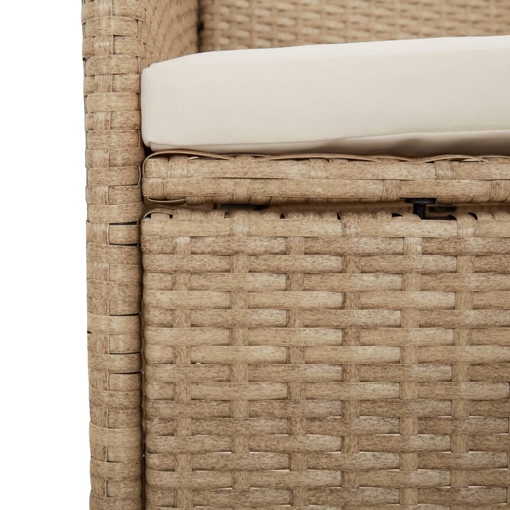 vidaXL Ensemble repas de jardin 5 pcs avec coussins Résine tressée Beige