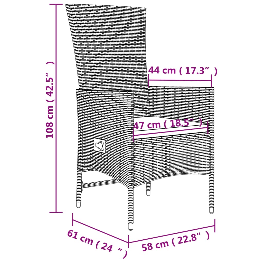 vidaXL Ensemble repas de jardin 5 pcs avec coussins Résine tressée Beige