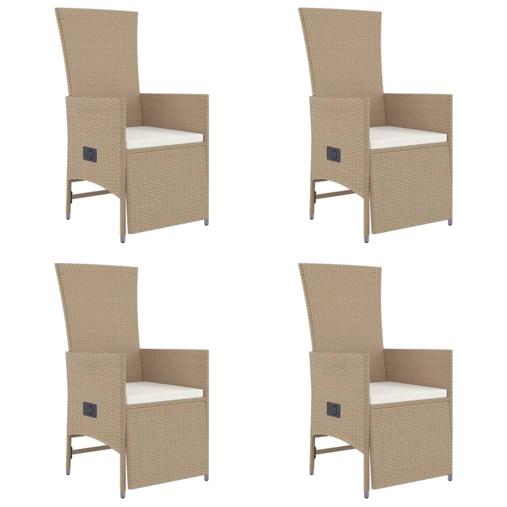 vidaXL 5-tlg. Garten-Essgruppe mit Kissen Beige Poly Rattan