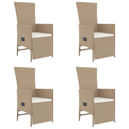 vidaXL 5-tlg. Garten-Essgruppe mit Kissen Beige Poly Rattan