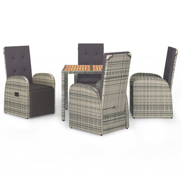 vidaXL Salon de jardin 5 pcs avec coussins Résine tressée Gris