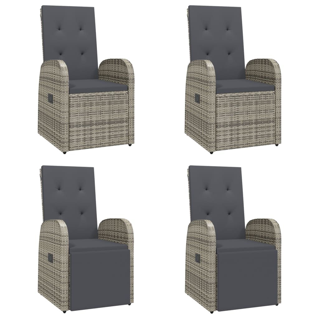 vidaXL 5-tlg. Garten-Essgruppe mit Kissen Grau Poly Rattan