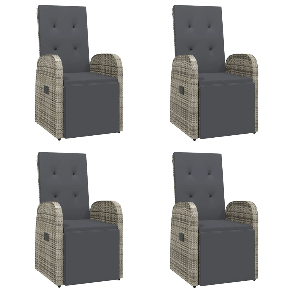 vidaXL 5-tlg. Garten-Essgruppe mit Kissen Grau Poly Rattan