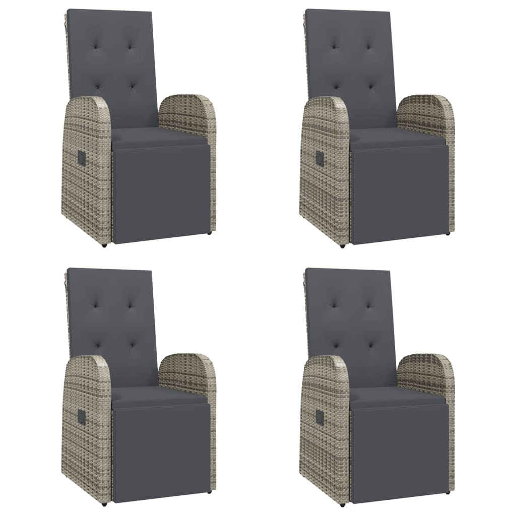 vidaXL 5-tlg. Garten-Essgruppe mit Kissen Grau Poly Rattan