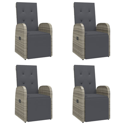 vidaXL 5-tlg. Garten-Essgruppe mit Kissen Grau Poly Rattan
