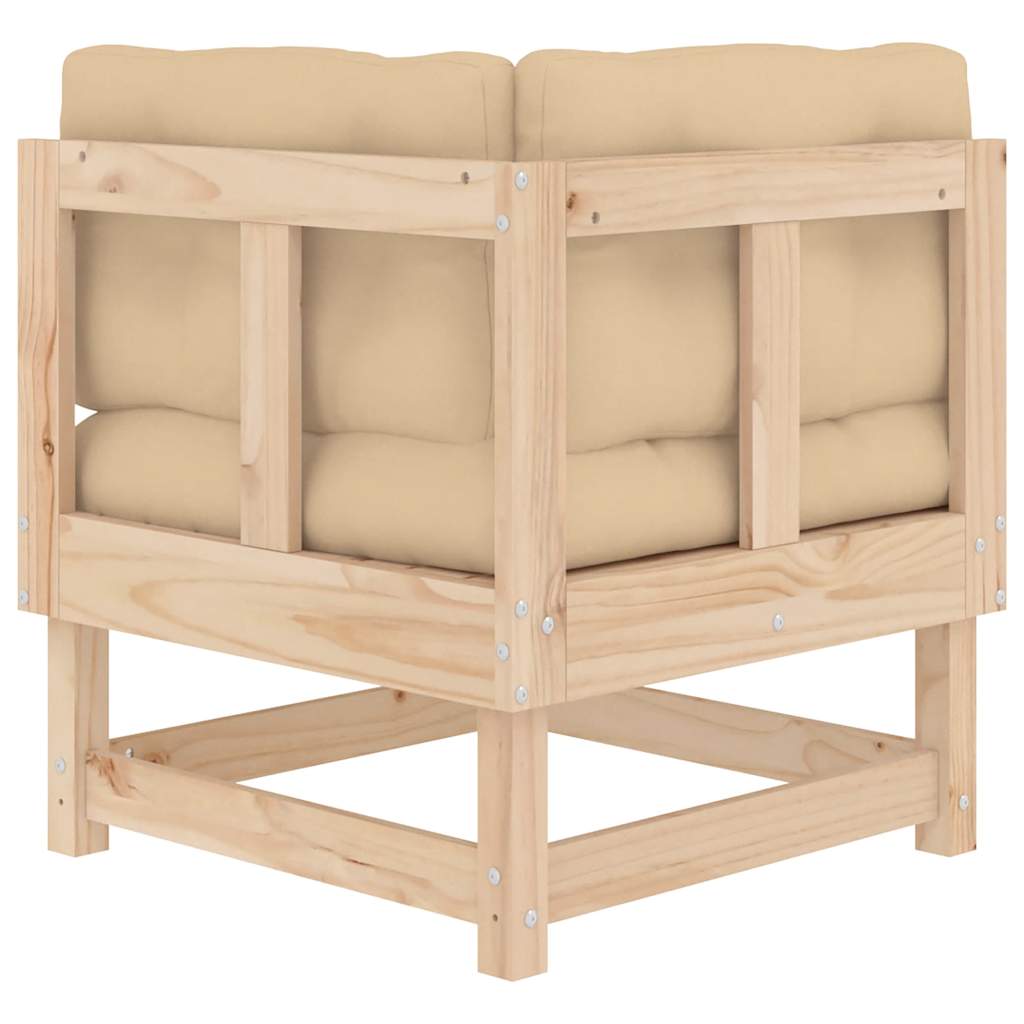 vidaXL Canapé d'angle avec coussins Bois de pin massif