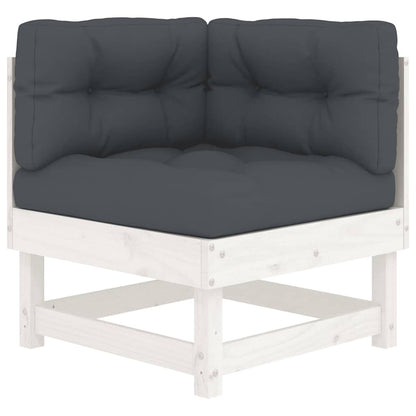 vidaXL Canapé d'angle avec coussins Blanc Bois de pin massif