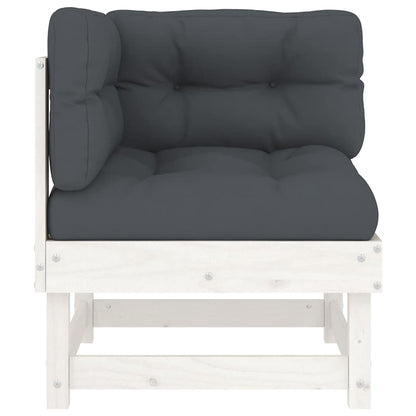 vidaXL Canapé d'angle avec coussins Blanc Bois de pin massif