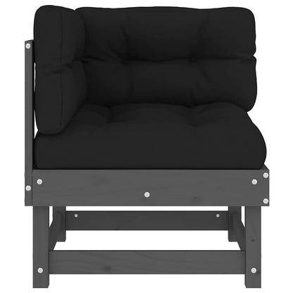 vidaXL Canapé d'angle avec coussins Gris Bois de pin massif