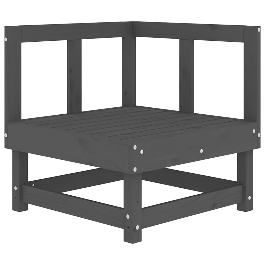 vidaXL Canapé d'angle avec coussins Gris Bois de pin massif