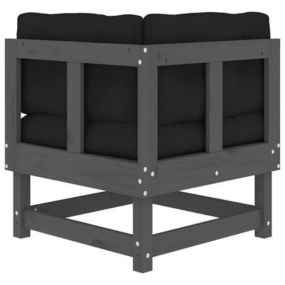 vidaXL Canapé d'angle avec coussins Gris Bois de pin massif