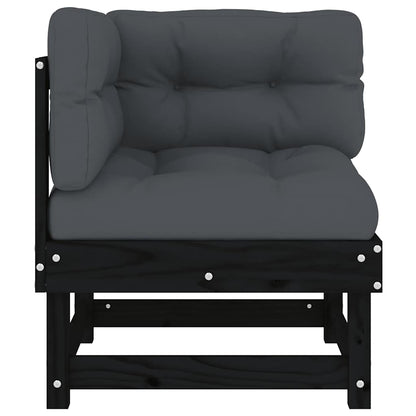 vidaXL Ecksofa mit Kissen Schwarz Massivholz Kiefer