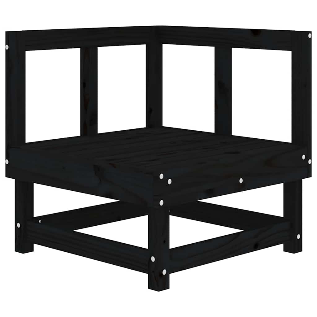vidaXL Ecksofa mit Kissen Schwarz Massivholz Kiefer