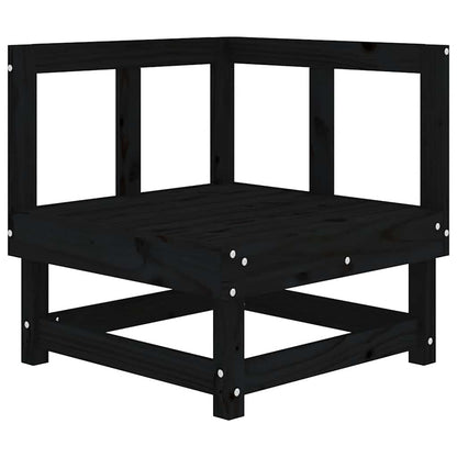 vidaXL Ecksofa mit Kissen Schwarz Massivholz Kiefer