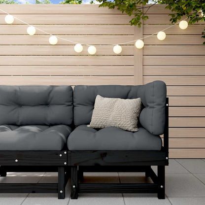 vidaXL Ecksofa mit Kissen Schwarz Massivholz Kiefer