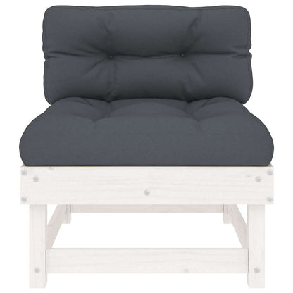 vidaXL Mittelsofa mit Kissen Weiß Massivholz Kiefer