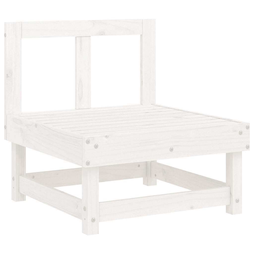 vidaXL Mittelsofa mit Kissen Weiß Massivholz Kiefer
