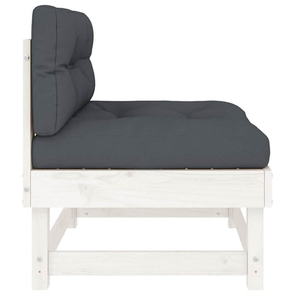 vidaXL Mittelsofa mit Kissen Weiß Massivholz Kiefer