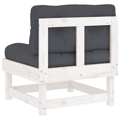 vidaXL Mittelsofa mit Kissen Weiß Massivholz Kiefer
