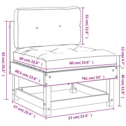 vidaXL Mittelsofa mit Kissen Weiß Massivholz Kiefer