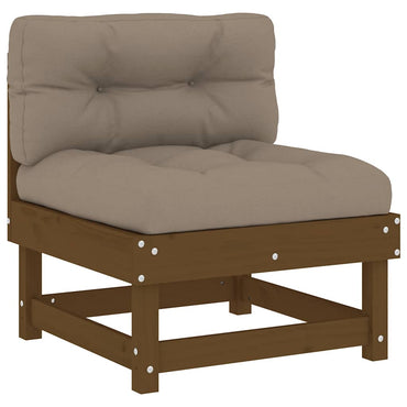 vidaXL Canapé central avec coussins Marron miel Bois de pin massif