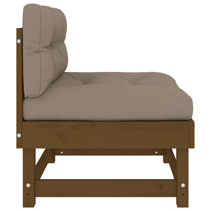 vidaXL Mittelsofa mit Kissen Honigbraun Massivholz Kiefer