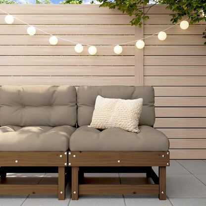 vidaXL Mittelsofa mit Kissen Honigbraun Massivholz Kiefer