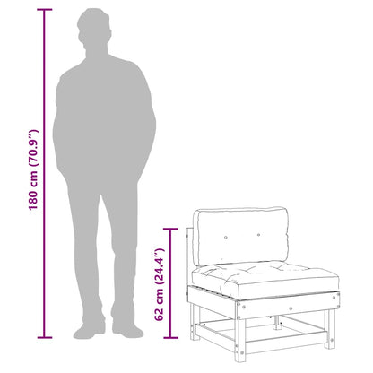 vidaXL Mittelsofa mit Kissen Schwarz Massivholz Kiefer