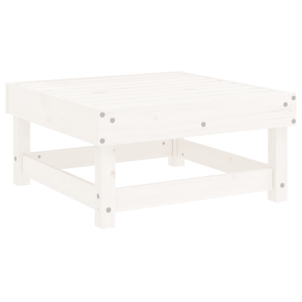 vidaXL Tabouret de jardin avec coussin blanc Bois de pin massif