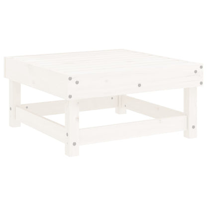vidaXL Tabouret de jardin avec coussin blanc Bois de pin massif