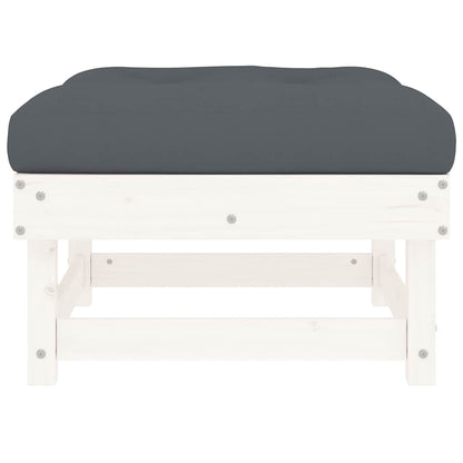 vidaXL Tabouret de jardin avec coussin blanc Bois de pin massif