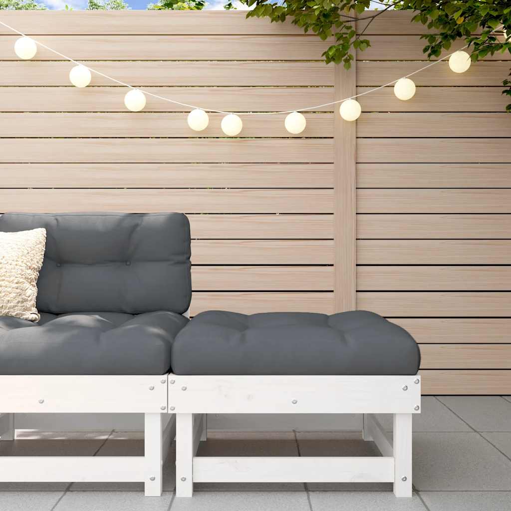 vidaXL Tabouret de jardin avec coussin blanc Bois de pin massif