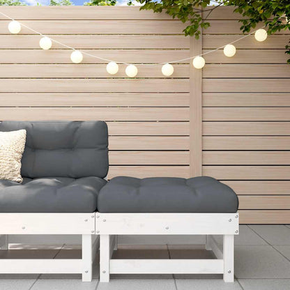vidaXL Tabouret de jardin avec coussin blanc Bois de pin massif