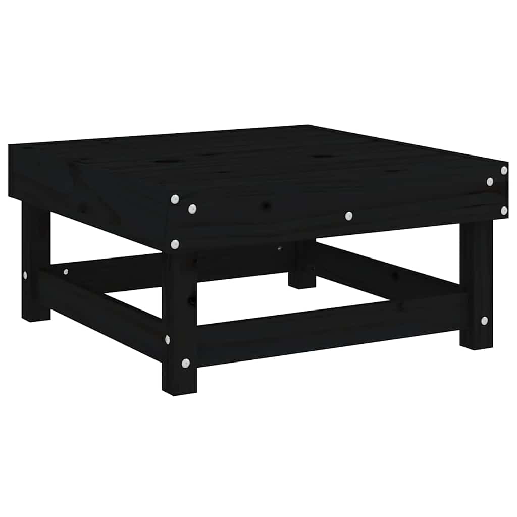 vidaXL Tabouret de jardin avec coussin noir Bois de pin massif