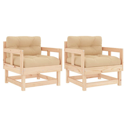 vidaXL Chaises de jardin avec coussins 2 pcs Bois de pin massif