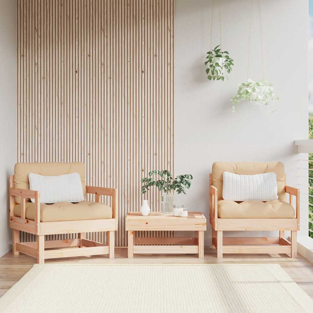 vidaXL Chaises de jardin avec coussins 2 pcs Bois de pin massif