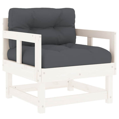 vidaXL Chaises de jardin avec coussins 2 pcs Blanc Bois de pin massif
