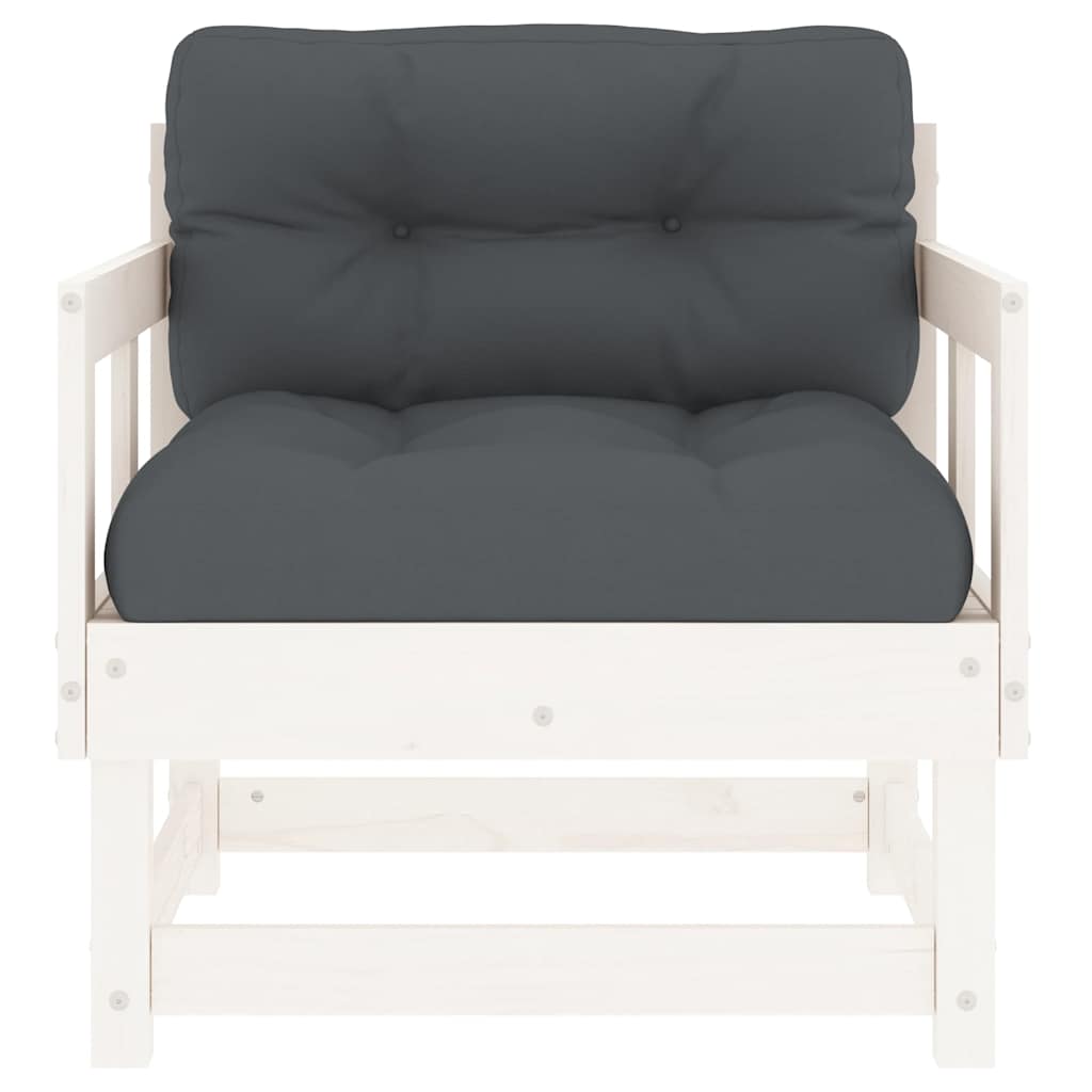 vidaXL Chaises de jardin avec coussins 2 pcs Blanc Bois de pin massif